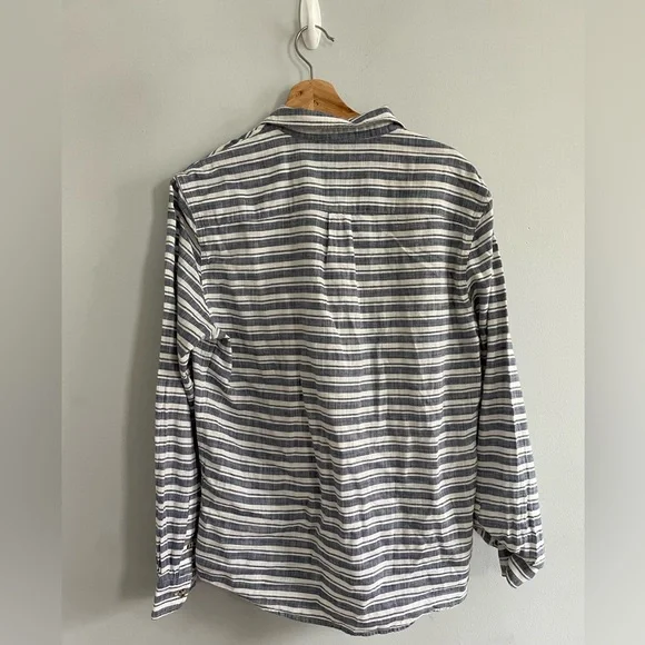 Marine Layer Women’s Carrie Popover Top 1/2 Button Striped Linen Blend Size L - Picture 4 of 4